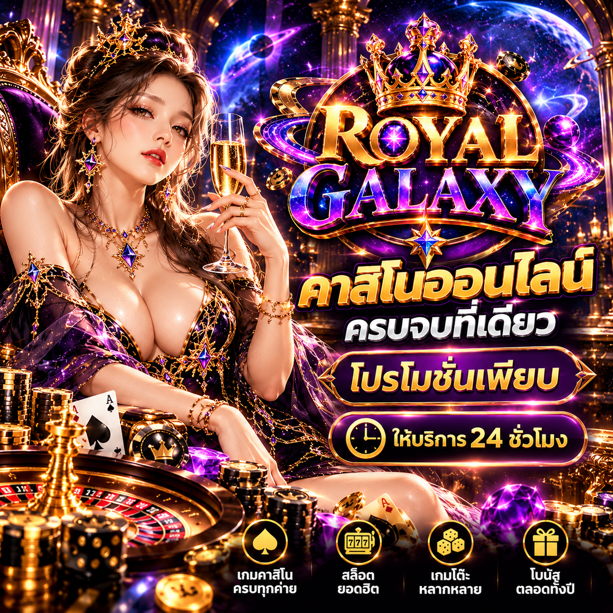 Royal Galaxy คาสิโนออนไลน์ ครบจบที่เดียว โปรโมชั่นเพียบ เล่นง่าย ได้เงินจริง 2026